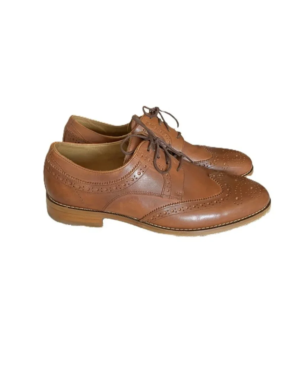 Donald Pliner Men’s Wingtip Brogue Oxford / Derby Shoes Light Brown Leather 9.5M